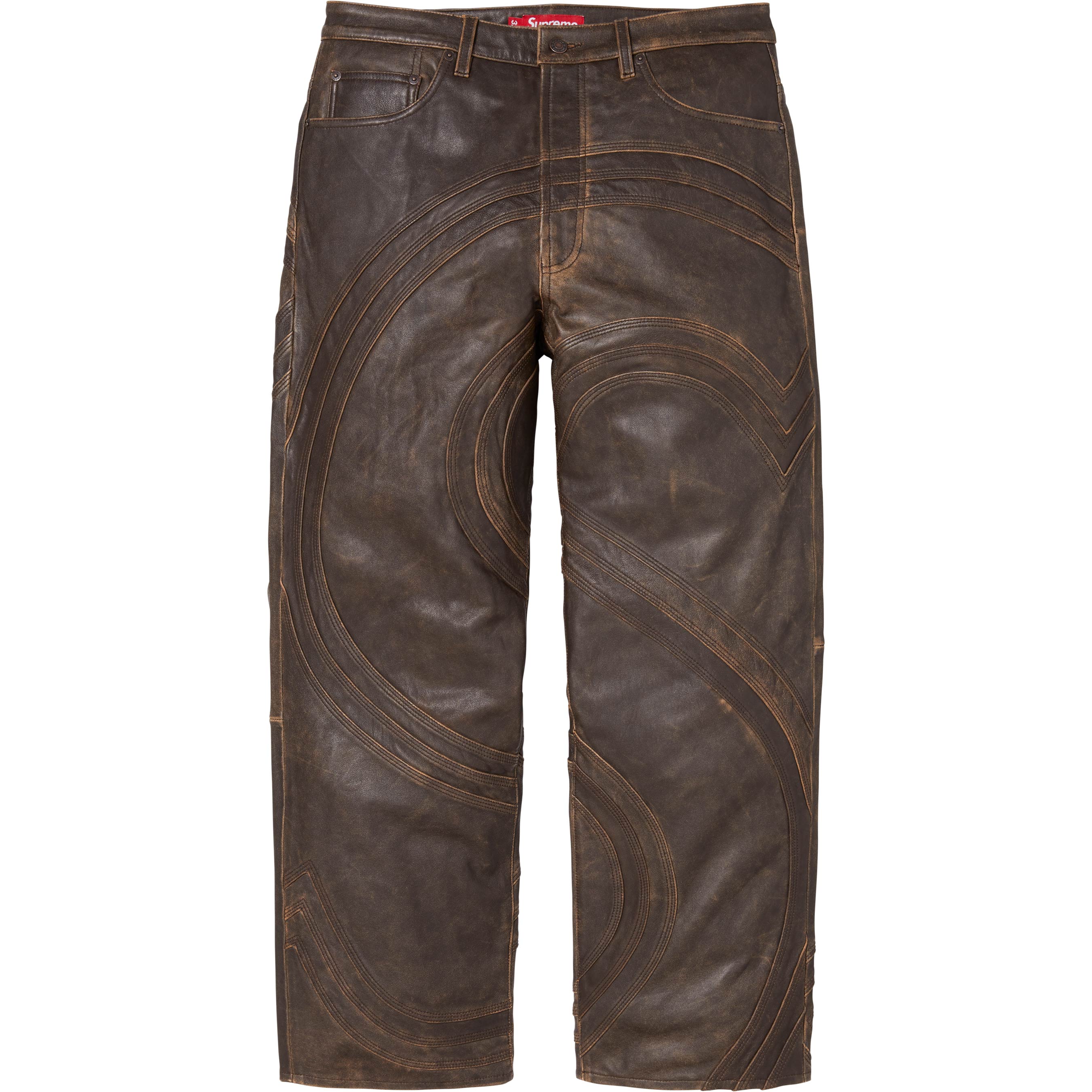 S Logo Leather Baggy 5-Pocket Jean view 4